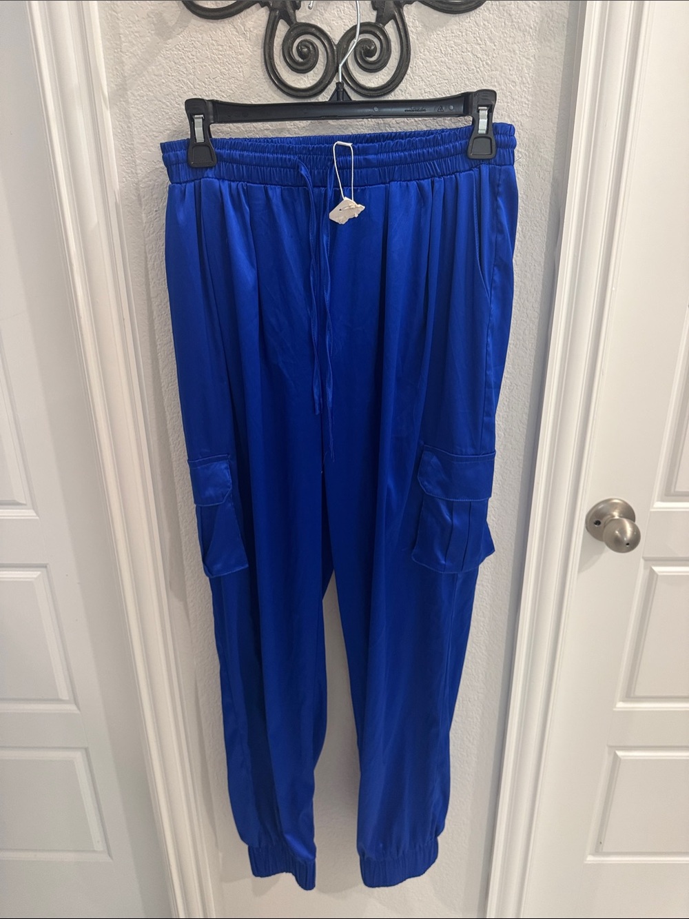 glam Electric Blue Cargo Jogger Pants